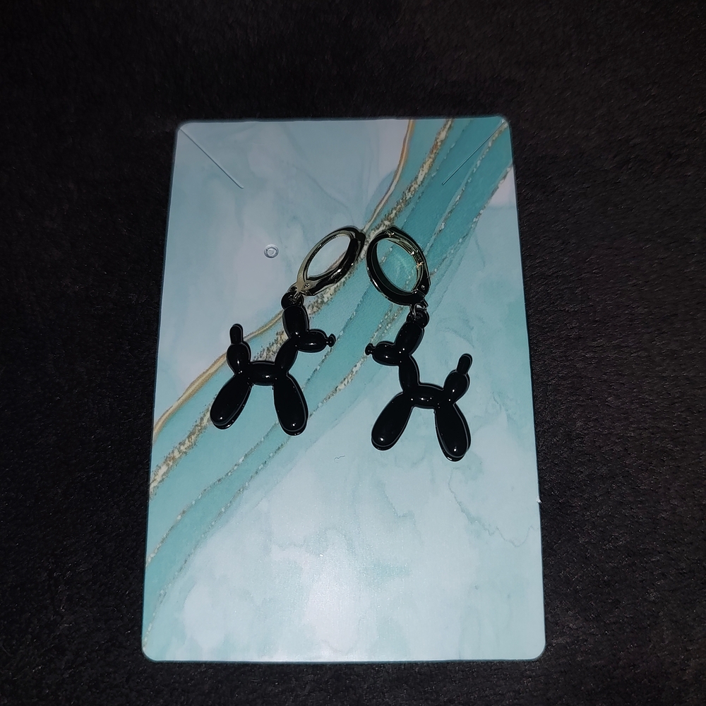 Black Balloon Dog Earrings